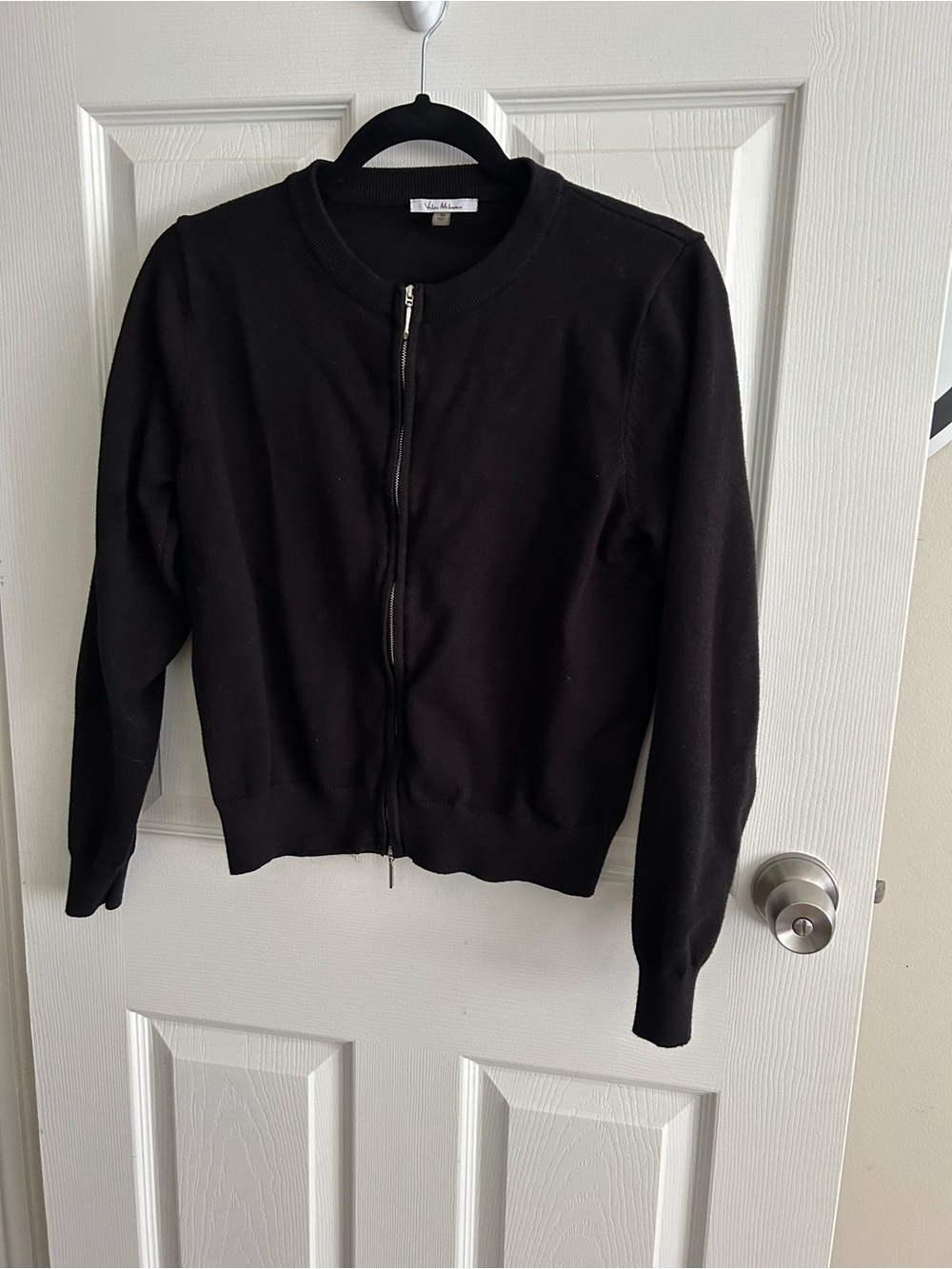 Milano Black Zip-Up Knit Cardigan